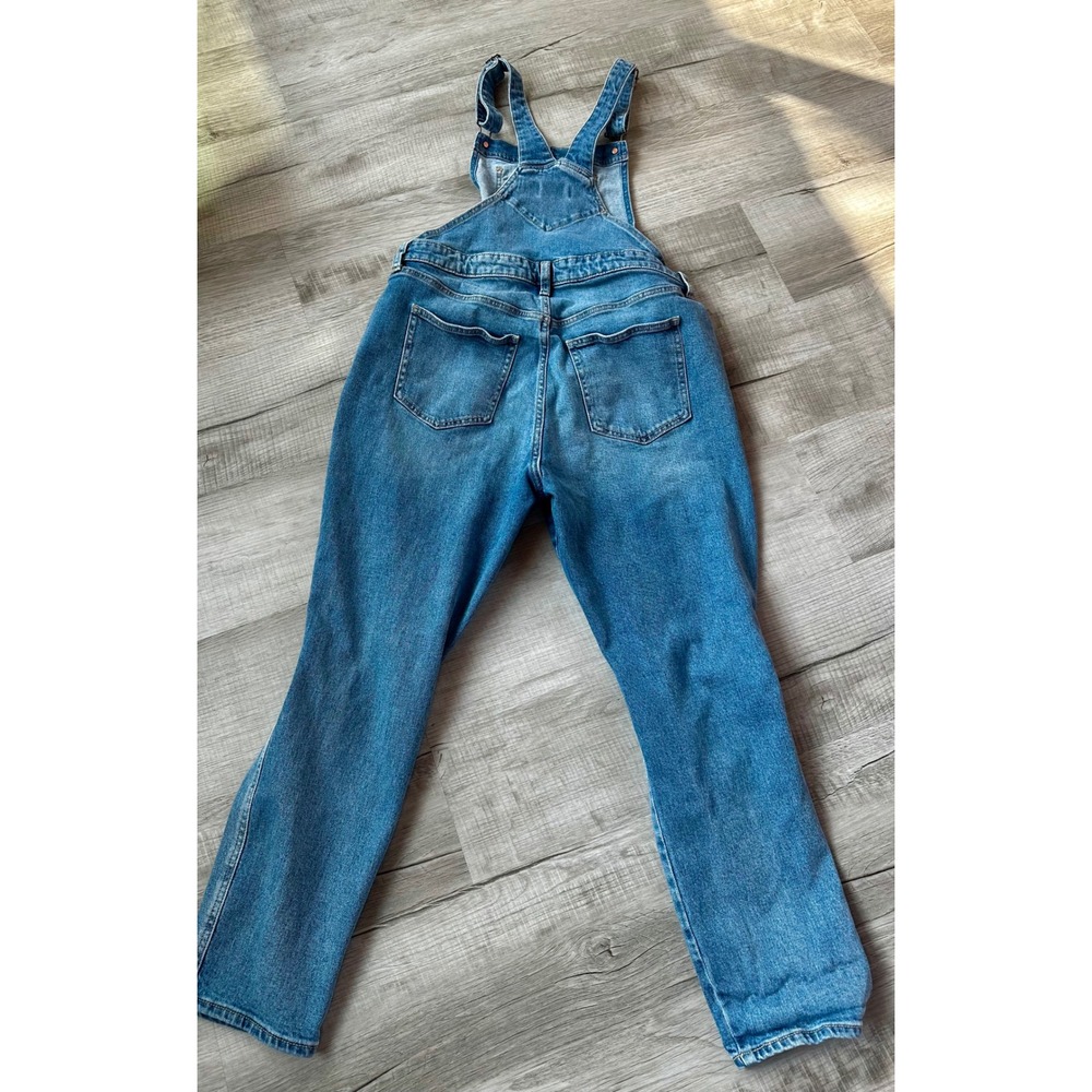 Old Navy Womens Distressed Denim Overalls Medium Wash Straight Leg Size 14 - Picture 5 of 8